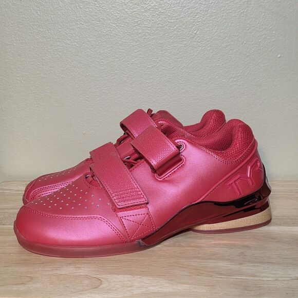 TYR TYRFORCE Elite Carbon Weightlifting Shoes Red Wood Heel Men's 8.5 Women's 10 - Picture 3 of 9